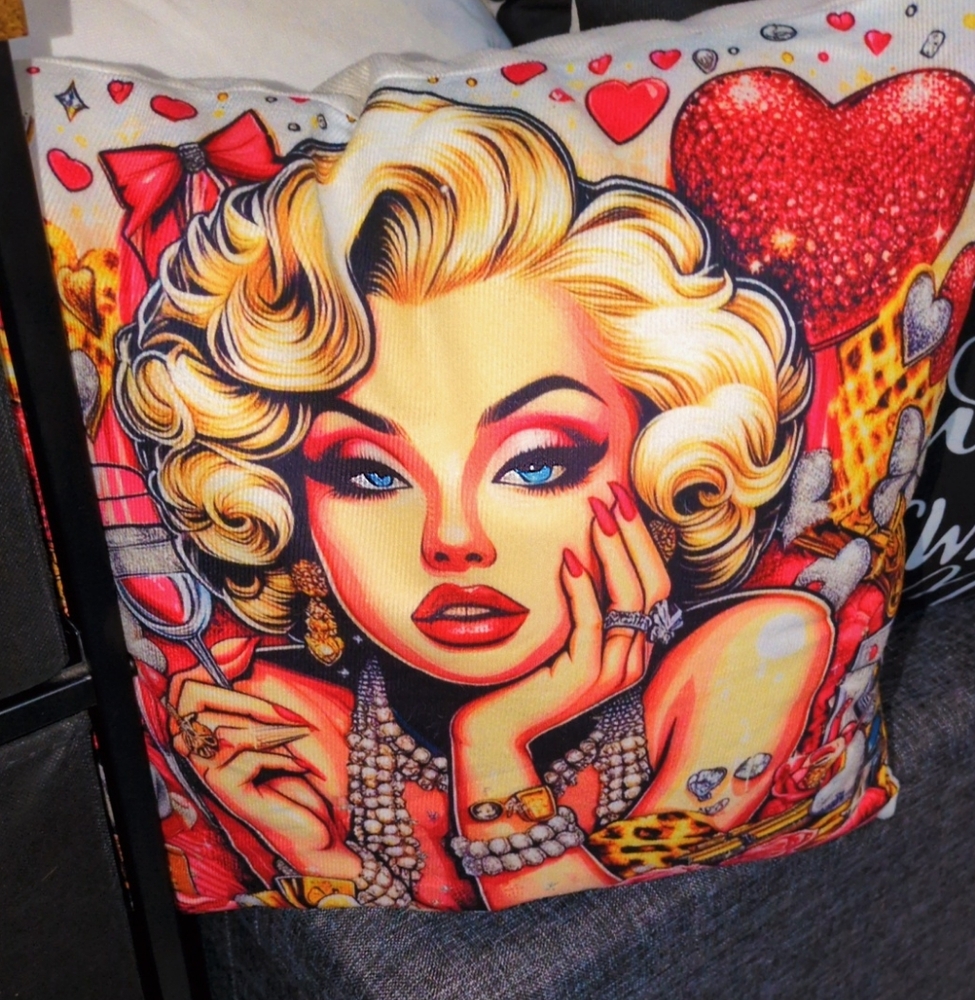 Pop Art Style Pillow with Glamorous Woman Design